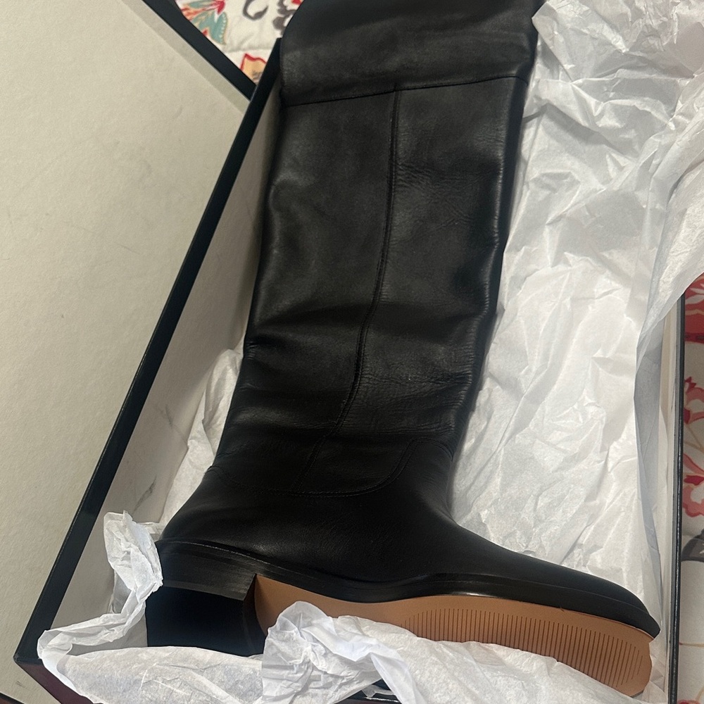 Black Leather over the Knee Boots